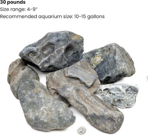 Natural Slate Stone for Aquariums, Fish Tanks, Terrariums, Aquascaping and Amphibian Enclosures, Mix of Large and Medium Size Rocks - by SubstateSource (5 Pounds, Red River) in Saudi Arabia