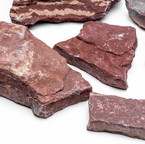 Natural Slate Stone for Aquariums, Fish Tanks, Terrariums, Aquascaping and Amphibian Enclosures, Mix of Large and Medium Size Rocks - by SubstateSource (5 Pounds, Red River) in Saudi Arabia