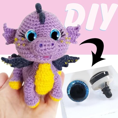 TOAOB 64 Set Glitter Safety Eyes for Amigurumis 12mm Round Crochet Eyes with Washers 8 Colors Doll Eyes for DIY Puppet Stuffed Animals Making in Saudi Arabia