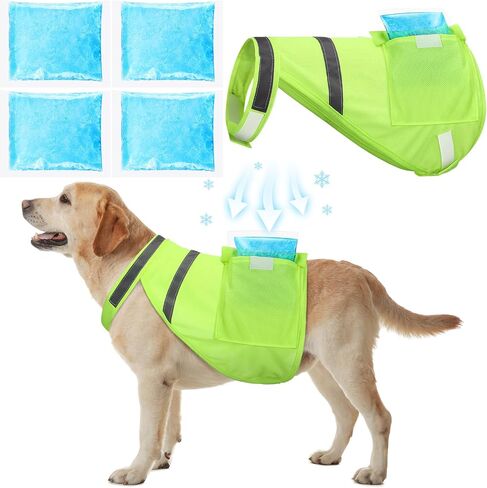 Aliceset 2 Pcs Dog Cooling Vest with 4 Recyclable Ice Pack Summer Outdoor Dog Cooling Harness Pet Adjustable Jacket Cooler(Extra Large) in Saudi Arabia