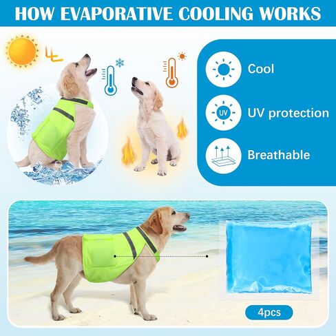 Aliceset 2 Pcs Dog Cooling Vest with 4 Recyclable Ice Pack Summer Outdoor Dog Cooling Harness Pet Adjustable Jacket Cooler(Extra Large) in Saudi Arabia