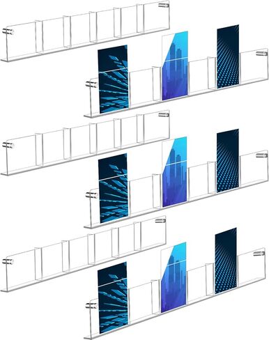 4 Pack Acrylic Magazine Holder Wall Mount 6 Pockets Brochure Holder Wall Mount Magazine Rack Clear Brochure Holder Bookshelf Literature Storage Rack for Waiting Room, Living Room, Office in Kuwait