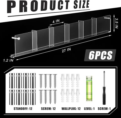 4 Pack Acrylic Magazine Holder Wall Mount 6 Pockets Brochure Holder Wall Mount Magazine Rack Clear Brochure Holder Bookshelf Literature Storage Rack for Waiting Room, Living Room, Office in Kuwait