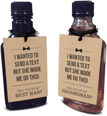 Heather & Willow Funny Groomsmen Cards - مجموعة من 8 علامات | هدايا العريس والهدايا وصيفات الشرف لمربع اقتراح رجال العريس - نص in Kuwait