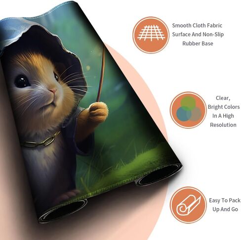 Playmat Board Game MTG Duel Playmat Trading Card 23.6 x 13.8in Stitching Edges Compatible for TCG CCG RPG OCG with Card Zones Including Storage Bags (No Zone,Mouse Wizard) in Saudi Arabia