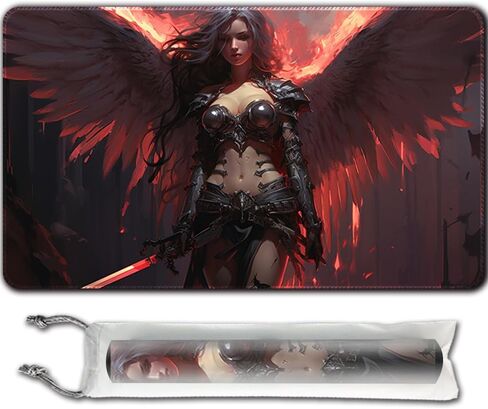 Playmat Board Game MTG Duel Playmat Trading Card 23.6 x 13.8in Stitching Edges Compatible for TCG CCG RPG OCG with Card Zones Including Storage Bags (No Zone,Mouse Wizard) in Saudi Arabia