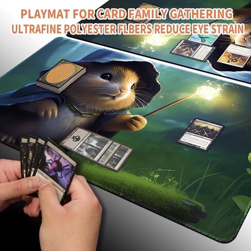 Playmat Board Game MTG Duel Playmat Trading Card 23.6 x 13.8in Stitching Edges Compatible for TCG CCG RPG OCG with Card Zones Including Storage Bags (No Zone,Mouse Wizard) in Saudi Arabia