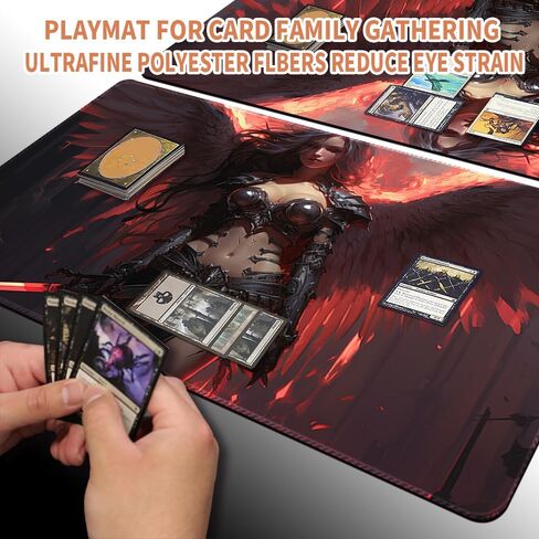 Playmat Board Game MTG Duel Playmat Trading Card 23.6 x 13.8in Stitching Edges Compatible for TCG CCG RPG OCG with Card Zones Including Storage Bags (No Zone,Mouse Wizard) in Saudi Arabia