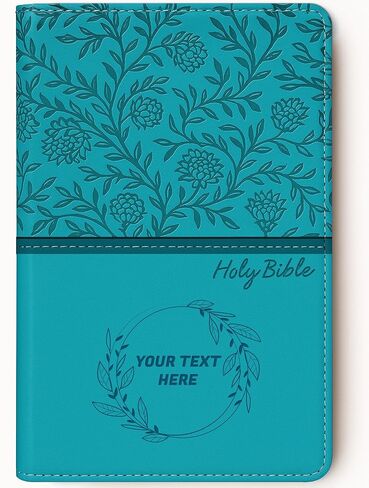 كتاب Printualist Personalized Gift Bible مع اسم محفور ، KJV ، الفيروز ، إصدار King James ، إصدار رسائل حمراء ، طباعة الراحة ، جلد فو ، in Kuwait