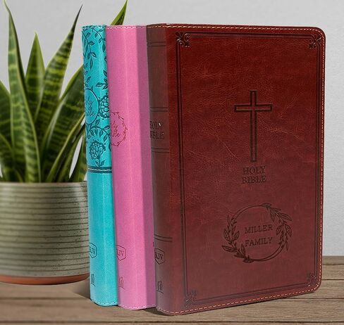 كتاب Printualist Personalized Gift Bible مع اسم محفور ، KJV ، الفيروز ، إصدار King James ، إصدار رسائل حمراء ، طباعة الراحة ، جلد فو ، in Kuwait
