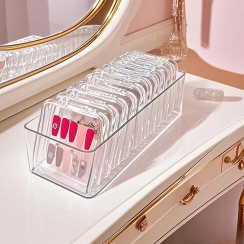 12pcs 3.4in اضغط على تخزين الأظافر ، و 60pcs ترقية شريط لاصق مزدوج الجوانب ، و 1pc مربع تخزين كبير ، لعرض الأظافر ، حالة الظفر منظم الأظافر الخاطئة in Kuwait