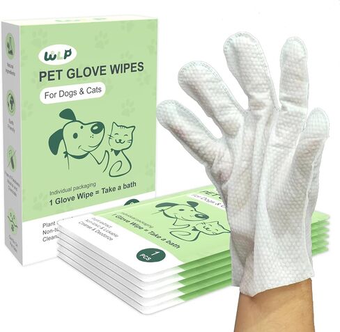 Cleaning and Deodorizing Glove Wipes for Dogs & Cats, Suitable for Sensitive Areas, Safe for Licking, Pet Grooming Bath Wipes. Puppy Essentials. Independent Packaging, Easy to Carry (6 PCS) in Saudi Arabia