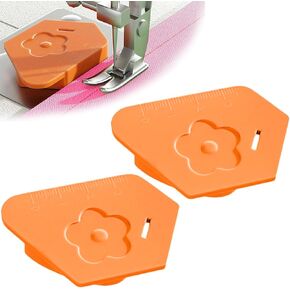 TOOVREN 2PCS Magnetic Seam Guide for Sewing Machine, Multifucntional Polygonal Magnet Seam Hemmer Guide with Scale, Universal Sewing Supplies and Accessories (Orange)