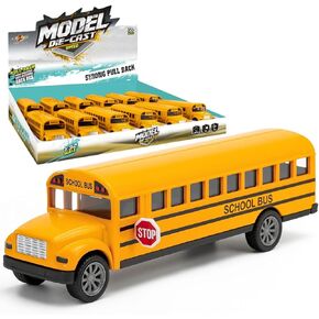 12 حزمة: لعبة موديل الحافلة المدرسية الصفراء Diecast ، 5 بوصات يموت للمعادن الكلاسيكية الكلاسيكية للأنف الطويلة للأطفال مع الإطارات المطاطية والأبواب الفتح - الحفلات السائبة واللوازم