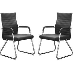 كراسي ضيوف مكتب Okeysen من 2 ، كراسي الاستقبال الجلدية الحديثة مع قاعدة منتصف وزلاجات ، كراسي مكتب لا عجل لغرفة الانتظار وغرفة المؤتمرات in Kuwait