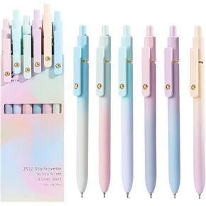MIUTME Gel Pens, 0.5mm Quick Dry Black Ink Fine Point Smooth Writing Pens,Ballpoint for School Supplies, Gift for Women Men Student(Gradient-6pcs)