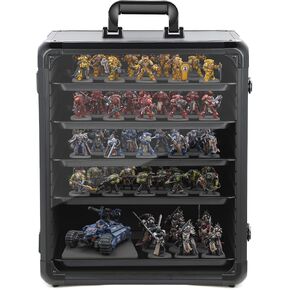 Miniature Storage Case with 6 Metal Trays Aluminum Frame Case with Lock Large Capacity Miniature Display Case