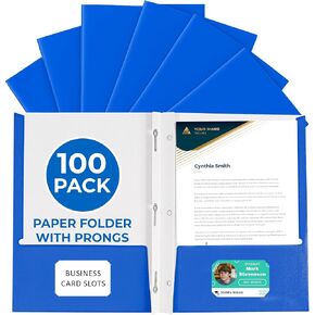 EPI Heavy Duty 2 Pocket Paper Folders. 100 Bulk Folders with Pockets and Business Card Slots. Colored Letter Size Document Organizers. Durable Portfolio for School, College, and Office Files