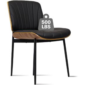 CLATINA Armless Office Reception Guest Chair Set of 2, Big and Tall 500LBS Leather Desk Chair No Wheels with Backrest Padded Seat for Home Lobby Church Conference School Meeting Waiting Room, Black