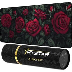 Hystar® Extended Gaming Mouse Pad | XXL 36" x 16" | 5mm Thick, Waterproof Surface, Smooth Polyester Fabric, and Natural Rubber Base | Bloom