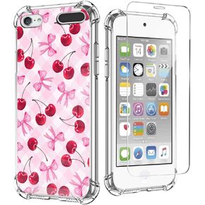 حافظة KANGHAR iPod Touch 7/6/5، طباعة بقرة لطيفة مع واقي شاشة، حامل حلقي ناعم من مادة TPU غطاء مقاوم للصدمات لجهاز iPod Touch الجيل الخامس/السادس/السابع - وردي بني in Kuwait