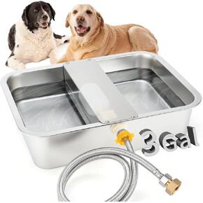 Bwogue 3 Gal Gal Dog Dofenser للكلاب الكبيرة من الفولاذ المقاوم للصدأ من الفولاذ المقاوم للصدأ وعاء في الهواء الطلق سلالة كبيرة ملء الذات