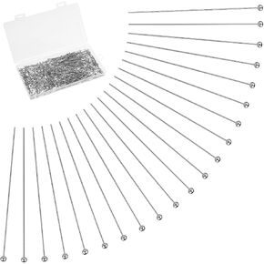 500 Pcs 40mm Ball Head Pins 304 Stainless Steel Jewelry Head Pins for Jewelry Making DIY Charm Beads Earring Necklace Bracelet (Silver)