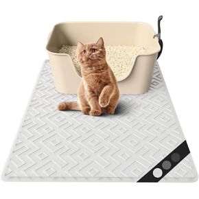 Cat Litter Mat 28"x20" – Large Silicone Litter Trapping Mat, Waterproof, Non-Slip, Easy to Clean, Soft & Durable Floor Mat for Cats & Pets