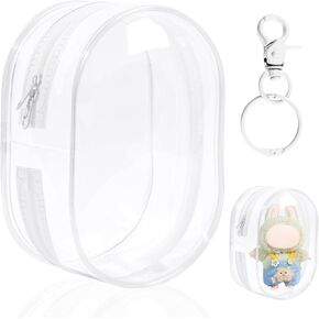 Clear Blind Box Display Pouch with keychain - Plush Doll Storage Case for Actible Tigs and Small Charms