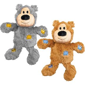 KONG - Wild Knots Bear - Internal Knotted Ropes and Minimal Stuffing for Less Mess (Assorted Colors) - for Small/Medium Dogs (2 Pack)