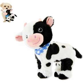 Plush Cow Dog Toy – Soft No-Stuffed Cow Toy for Dogs, Cuddly Chew Toy for Fetch and Tug, Moderate Chew Level, Recycled Polyester.