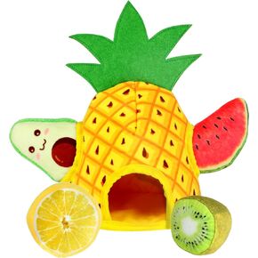 Squeaky Dog Toys, 5 Packs of Fruit-Shaped Hide and Seek Plush Puzzle Toy, Keep The Dog Busy, Accompany and Interact, Gifts for The Dog