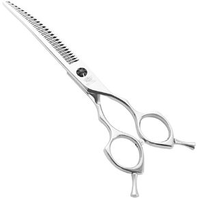 7.5" Professional Curved Dog Grooming Thinning Scissors – 26 Teeth, 80%-85% Thinning Rate, Heavy-Duty Stainless Steel Salon Grade Pet Shears for Groomers