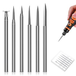 6Pcs Wood Carving Tools Set, High-Speed Steel Sword Shaped-Dremels Wood Carving Bits, Universal 1/8" Shank Rotary Tool Bits for DIY Woodworking
