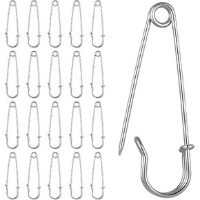 20 Pcs Safety Pins Heavy Duty, 2 Inch Stainless Steel Safety Pins, Steel Pin for Fabrics for Blankets, Clothing, Crafts, and Canvas Work