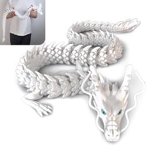 40inch Super Large 3D Printed Dragon,Bigger Fidget Crystal Dragon Toys,3D Printed Stuff Animals Toys,Articulated Dragon for Home Office Desk Wall Decor (Luminous Blue)