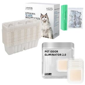 20-Pack Disposable Litter Box Waste Receptacles Compatible with Littermaid Waste Receptacles, and (Pack of 6) Pet Odor Eliminator 2.0 Competible with Pet-kit Cat Litter Box