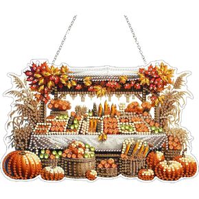 طقم معلق للفن الماسي للبالغين ، وحجر الراين على شكل خاص ، مزدوج الوجهين 5D DIY أكريليك فني للفنون النافذة المعلقات حديقة الجدار معلقة زخرفة معلقة (قرع عيد الهالوين) in Kuwait