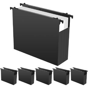 Plastic Hanging File Folders, 4" High Capacity Hanging File Bags, Letter Size for Filing Cabinets, Tax & Contract Storage，Office & Home Organizer-6 Pack