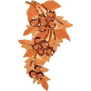 1pc Large Flower Rhinestone Applique Gold, Embroidery Sequin Patches for Clothes,Beaded Lace Applique for Wedding Bridal Dress Bodice Hat Sewing Craft for Girl Embellishment(Gold)