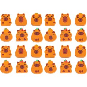 24 قطعة لطيفة محو قلم رصاص Capybara قلم رصاص ممحاة طيبة للحيوانات للأطفال