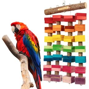 23.6"x13.7",2.17",Wooden Block 2.76" Macaw Toys,Large Parrot Toy,Large Bird toysLarge Macaws,Amazon Parrots.Provides an Ideal Place for Your Bird to chew and Climb