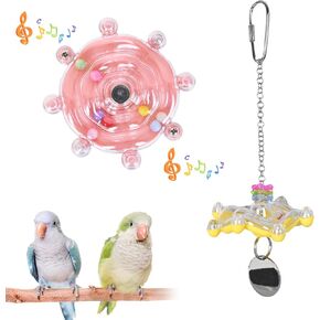 Colorful Bird Toys Wheel,for Parakeets,Conures,African Grey Parrots and Other Birds, Bird Cage Accessories for Gnawing and Relieve Boredom (2pcs)