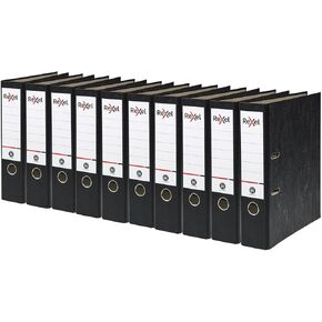 10 x Rexel A4 Lever Arch Files, Black, 500 Sheets Capacity, 75 mm Spine Width, Strong & Durable Paper on Board, Ideal for Filing and Archiving at Home, School and The Office, AZ2115547