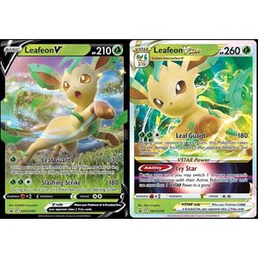 Pokemon Leafeon V & Vstar Black Star Promo Set - 2 Card Lot SWSH194 & SWSH195