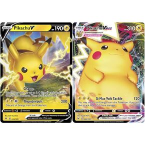 Pokemon Vmax Card Set - Pikachu VMAX 44/185 & Pikachu V 43/185 - Vivid Voltage - Ultra Rare Card Lot