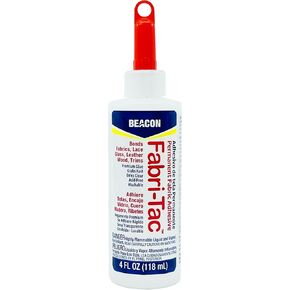BEACON Fabri-Tac Premium Fabric Glue - Quick Drying, Crystal Clear, Permanent - for Fabrics, Canvas, Lace, Wood and More, 4-Ounce, 12-Pack