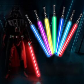 Twin Light-Up Role-Play Swords for Kids | Retractable 16-28 Inch with Color-Changing FX & Sounds | Pretend Play Costume Accessories for Halloween, Christmas Ages 3+​