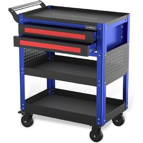 WORKPRO Premium 28" 2-Drawer Rolling Tool Cart, Heavy Duty Utility Industrial Service Cart Storage Organizer with Wheels and Locking System, for Mechanic, Warehouse, Garage, Workshop, 400 lbs Load