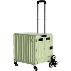 Rolling Collapsible Cart with Stair:Climbing Wheels Foldable Teacher Tote Box Crate for Books Files - Portable Storage Cart for Grocery Travel Trade Show Essentials